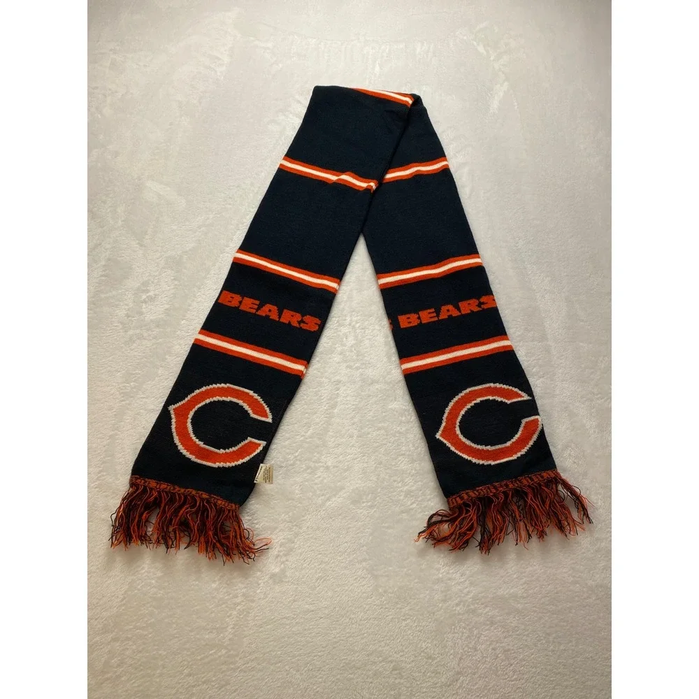 Forever Collectibles Chicago Bears Scarf Navy Orange White Knit NFL Fan Gear‎